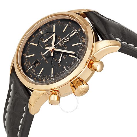 breitling transocean black leather strap|Breitling Transocean Chronograph 38 Black Dial Black Leather .